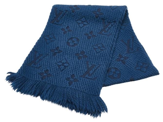 Louis Vuitton Monogram Echarpe Logo Mania Scarf Navy blue Silk Wool  ref.2333559