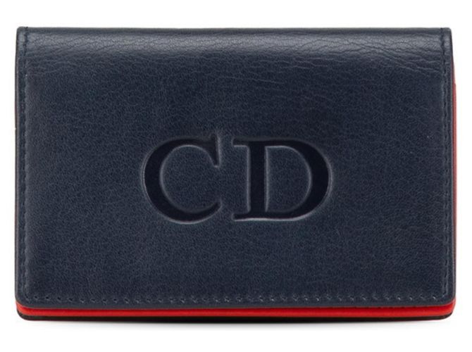 Portafoglio in pelle blu navy e rosso Christian Dior