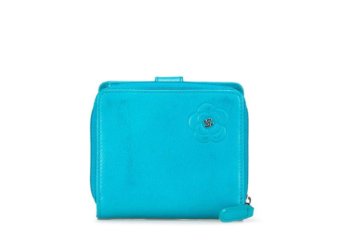 Chanel Camellia Coco Mark Bi-fold Wallet Light blue
