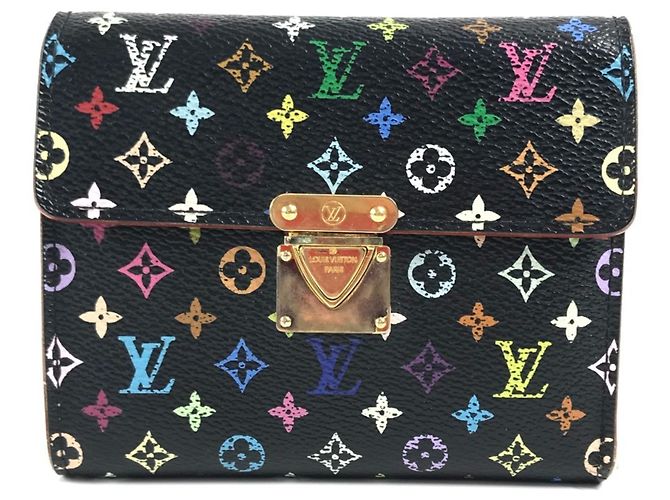 Portafoglio pieghevole tri-fold Monogram Multicolor Louis Vuitton Nero