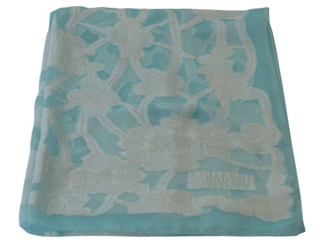 Autre Marque Sciarpa Armani Collezioni blu floreale in seta e viscosa