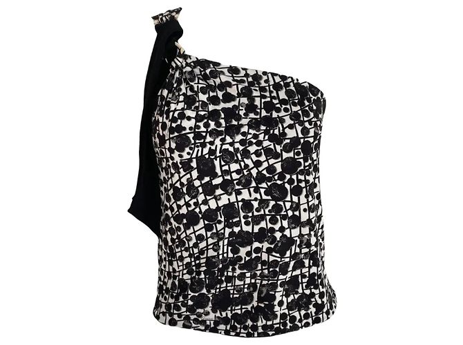 Gucci Tom Ford Seidentop mit einer Schulter schwarz weiß