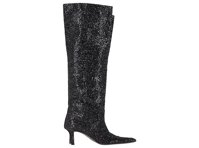 Botas altas Viola Slouch en glitter negro de Alexander Wang