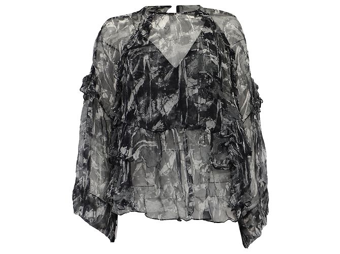 Iro Lixine Ruffled Top in Multicolor Chiffon Multiple colors