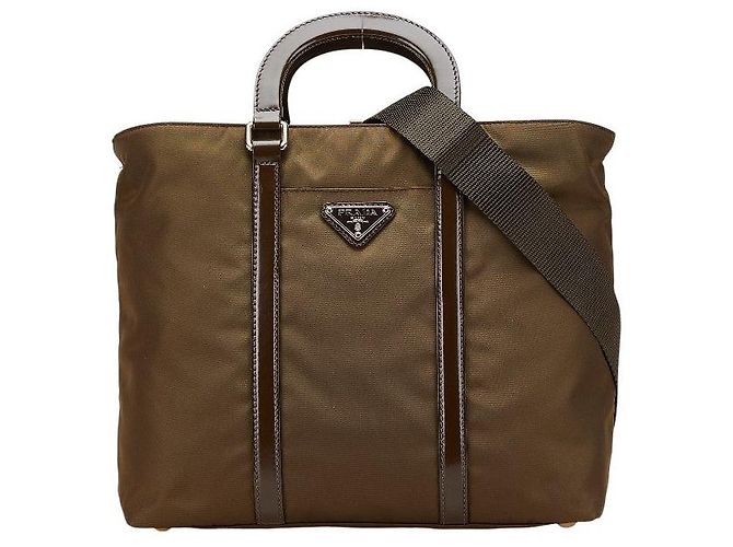 Bolsa 2 em 1 de nylon e couro Prada BN1066 Verde