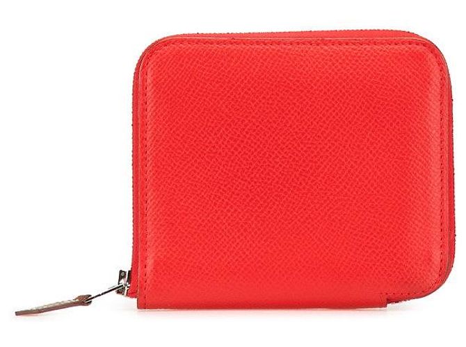 Hermès Cartera Hermes Azap Compact de seda en cuero Epsom Roja