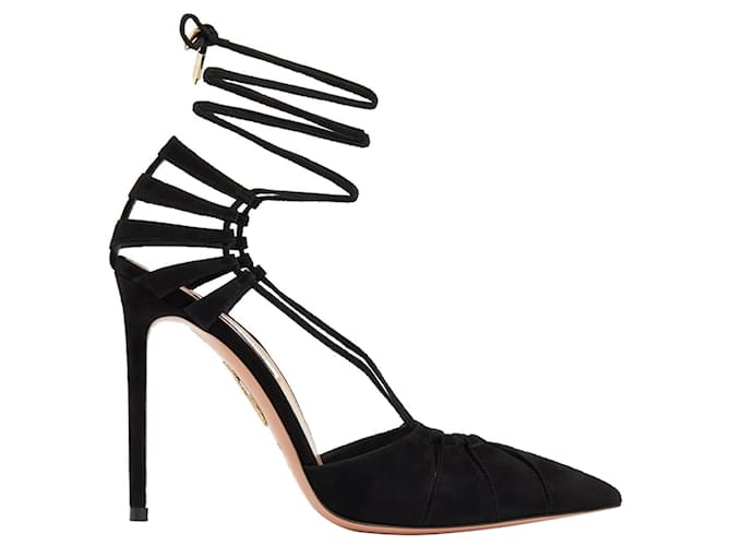 Aquazzura Bellissima 105 Pumps Black Leather Pony-style calfskin  ref.2335308