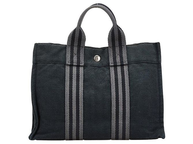 Hermès Herbag Canvas Tote Bag Schwarz