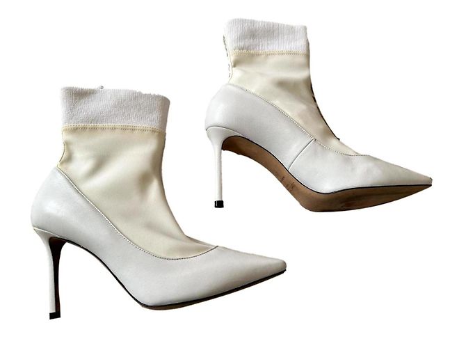 Botines Jimmy Choo de piel blanca tacón 8,5 cm Blanco