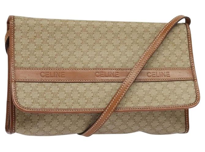 Céline CELINE Macadam Canvas Schultertasche Beige Auth BA3577