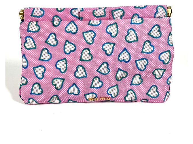 Bolsa clutch com logo de coração Miu Miu Rosa Azul