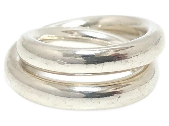 Hermès Hermes Vertige Silver Band Ring Silvery 