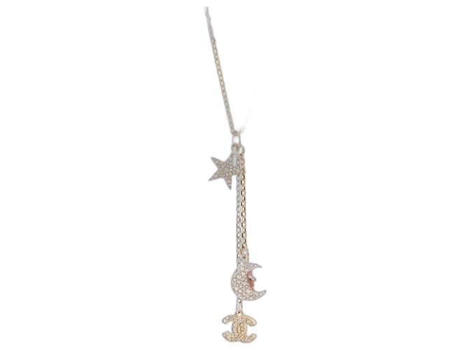 Chanel Colar CC Lua Estrela Gold hardware
