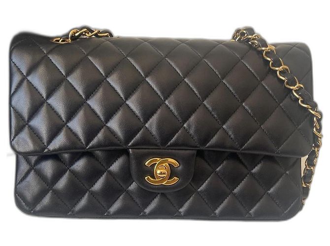 Borsa a mano Chanel 2.55 in pelle d'agnello nera Nero