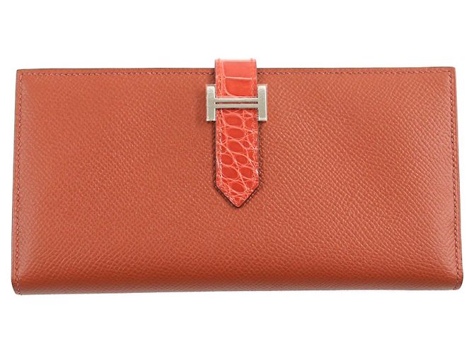 Hermès Cartera de cuero de cocodrilo HERMES Roja