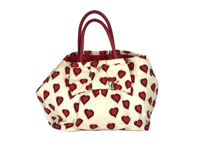Tote Sac à main avec logo cœur Prada Blanc Rouge