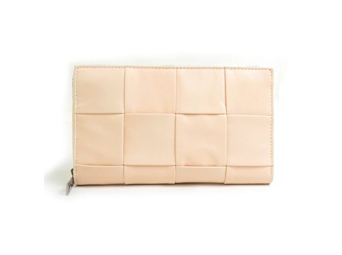 Cartera larga de cuero beige Bottega Veneta
