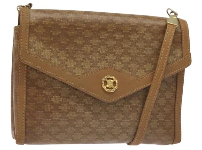 Céline Borsa a spalla in tela Macadam CELINE marrone oro Auth BA3592 D'oro