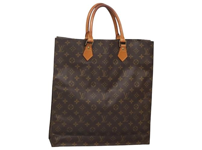 LOUIS VUITTON Bolsa de Mão Sac Plat Monogram M51140 LV Auth yk18556 Monograma