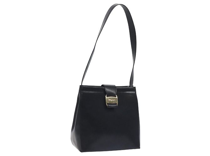 Borsa a Spalla Vala in Pelle Nera e Oro Auth 130219 di Salvatore Ferragamo Nero D'oro