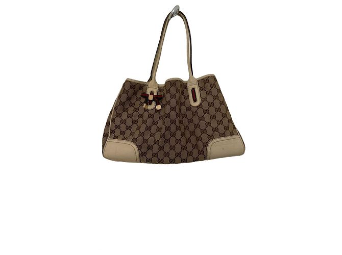 Bolsa Gucci bege de algodão
