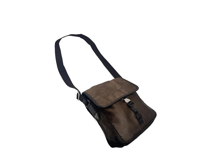 Sac en polyester vintage Prada marron kaki