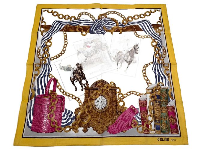 Céline Sciarpa Barocca Vintage Celine Giallo