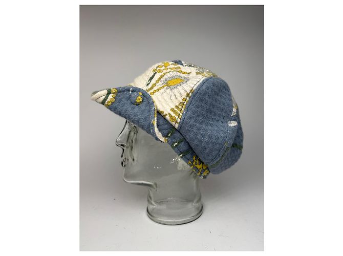 Vintage Emilio pucci Wool hat Blue white yellow