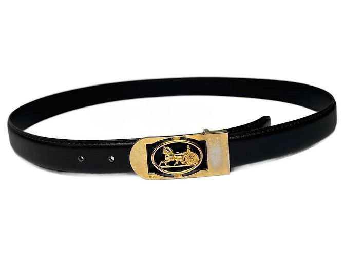 Céline Vintage Celine Paris Leather Belt Black