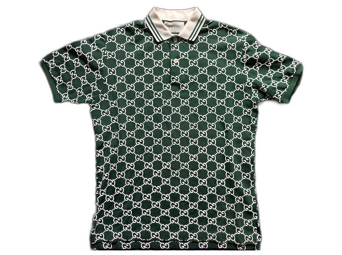 Polo Gucci de algodão verde com bordado GG