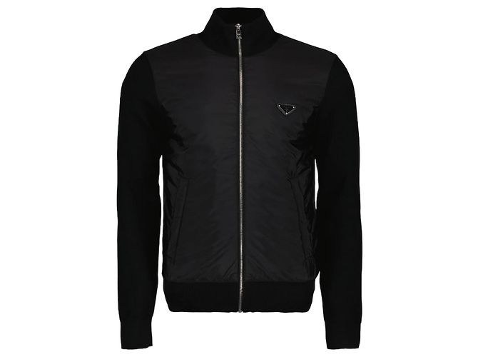 Giacca Prada in lana e nylon nera Nero