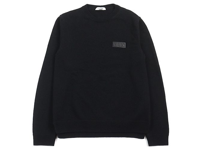 Valentino Kaschmir Rundhals-Pullover Schwarz S