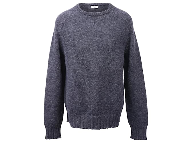  Saint Laurent Knitted Crewneck Sweater in Grey Wool  ref.2340847