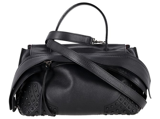 Borsa Wave Top Handle di Tod's in pelle nera Nero