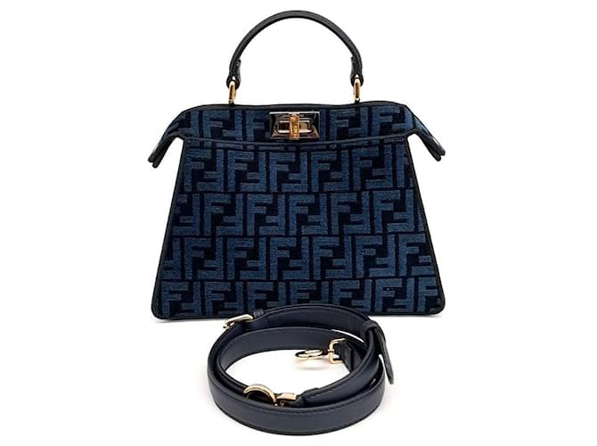Fendi Peekaboo I See U Small (8bn327) Blue Leather  ref.2341061