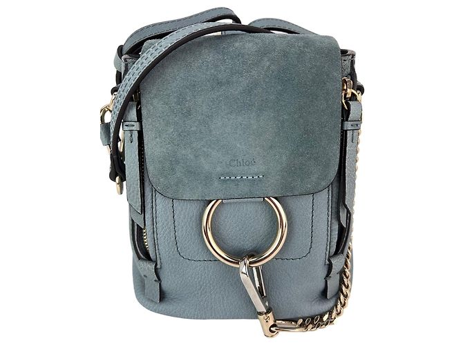 Chloé Mochila Mini Faye em camurça e couro azul Chloe
