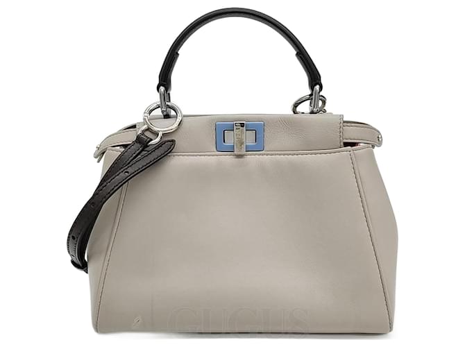 Fendi Peekaboo Mini + Strap You Grey Leather  ref.2341560