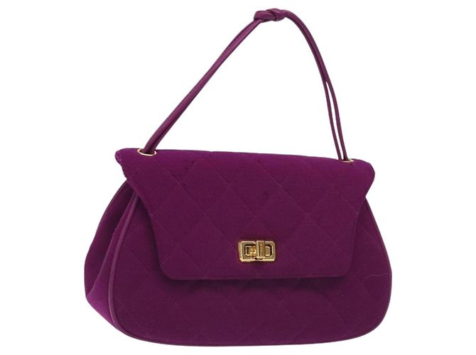 CHANEL Borsa Matelassé in cotone Viola Oro CC Auth 131194 D'oro Porpora
