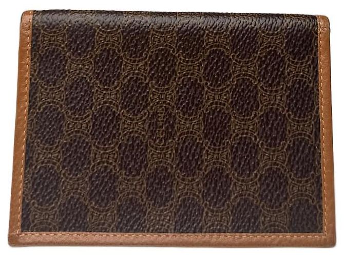 Triomphe Céline Vintage Celine Monogramm Leather Card Holder Brown