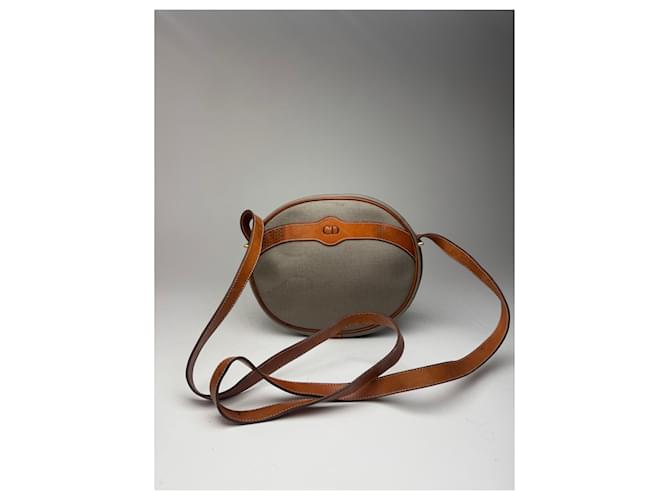 Vintage Dior Crossbody Bag Grey Brown Leather  ref.2342205