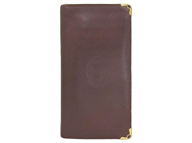 Cartera larga de cuero Cartier Blanco Burdeos