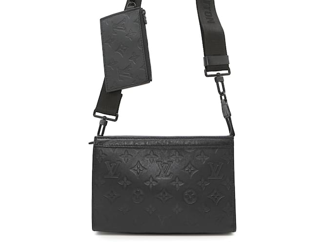 Louis Vuitton Monogram Shadow Shoulder Bag Black Cloth  ref.2342583