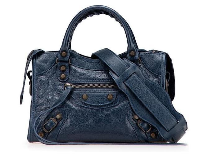 Balenciaga Classic Mini City Leather 2way Bag Blue  ref.2343039