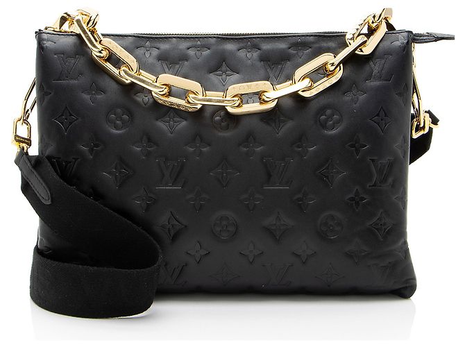 Louis Vuitton Monogram Prägung Lammleder Coussin MM Schultertasche Schwarz