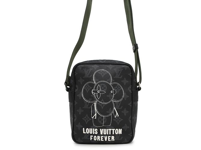 Louis Vuitton Monogram Eclipse Vivienne Danube PM Shoulder Bag Black Green Khaki