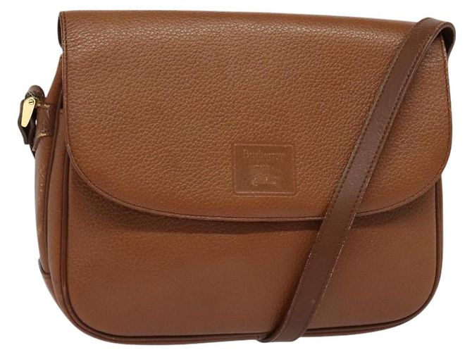 Autre Marque Bolsa de Ombro Burberrys de Couro Marrom Dourado Auth BA3605