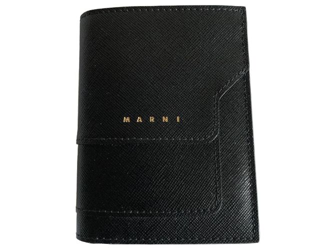 Marni Saffiano Leather Bi-Fold Wallet Black