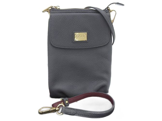 Autre Marque COCOCELUX GOLD Leder Hercules Schultertasche Grau Bordeaux
