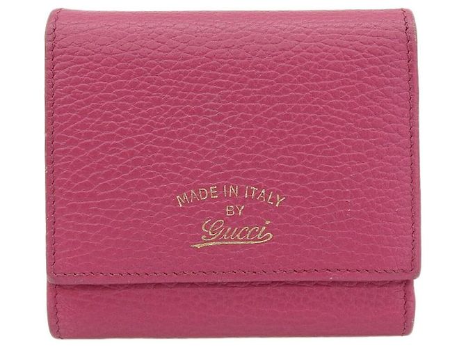 Cartera trifold de cuero rosa Gucci