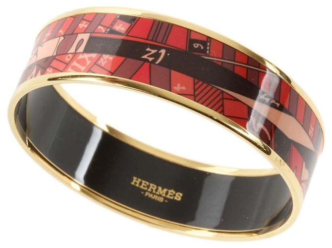 Hermès Pulseira de bangles em esmalte GM Hermes Dourado 